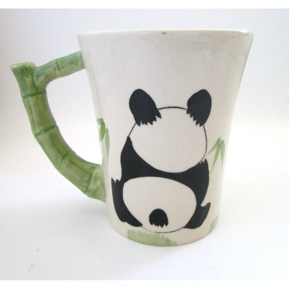 Pier 1 Imports Coffee Mug/Cup - 3D Panda Cub -Bamboo Handle Hand Painted Retired - Picture 3 of 12